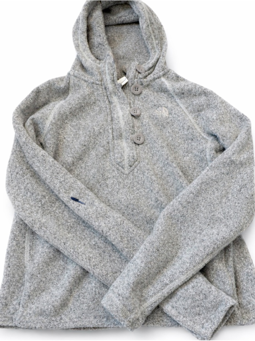 The North Face Light Gray Heather Button-Up Hooded Pullover
